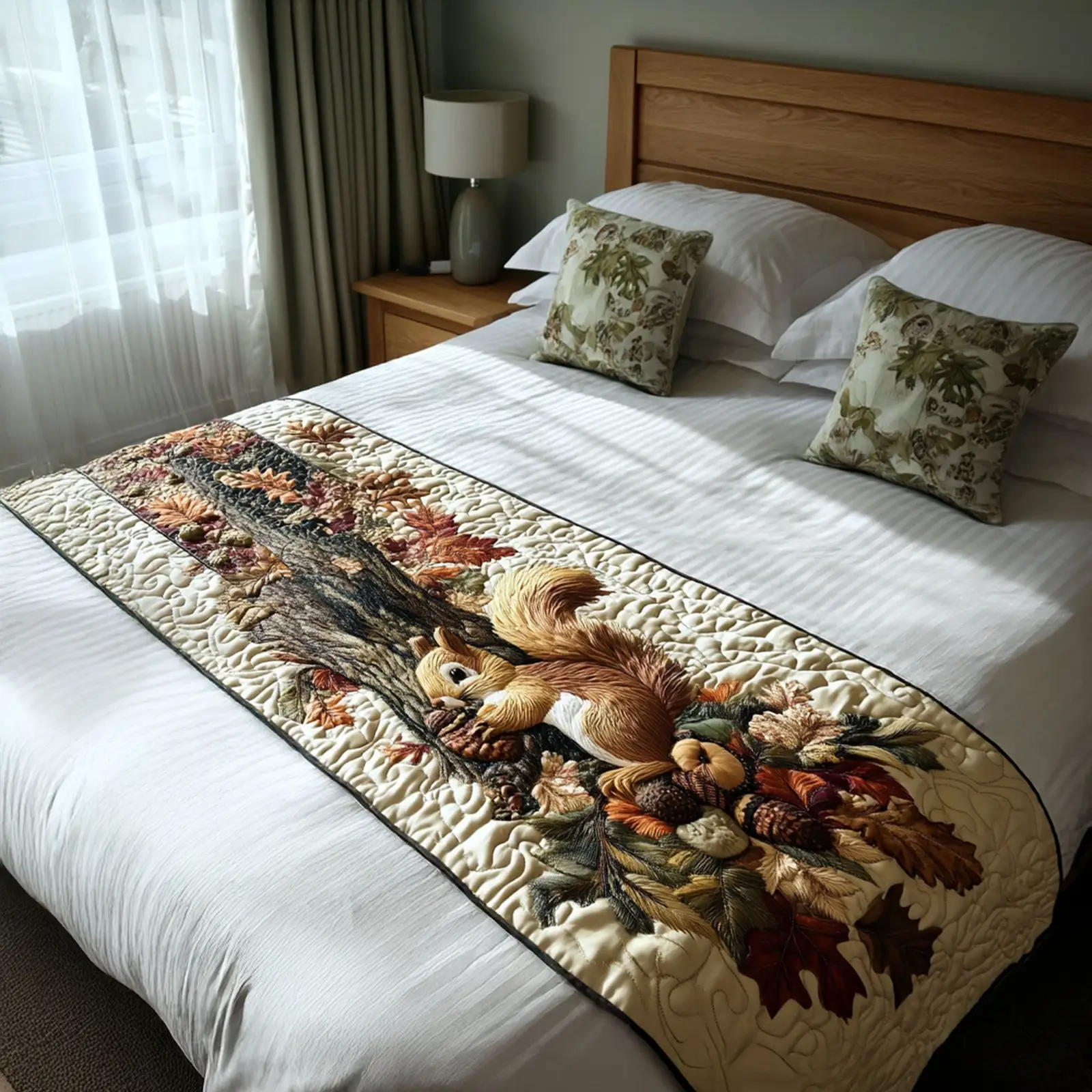Woodland Wanderer Quilted Bed Runner Woodland Wanderer Nature Gift Woodland Wanderer Quilted Bed Runner Woodland Wanderer Nature Gift - Image 1