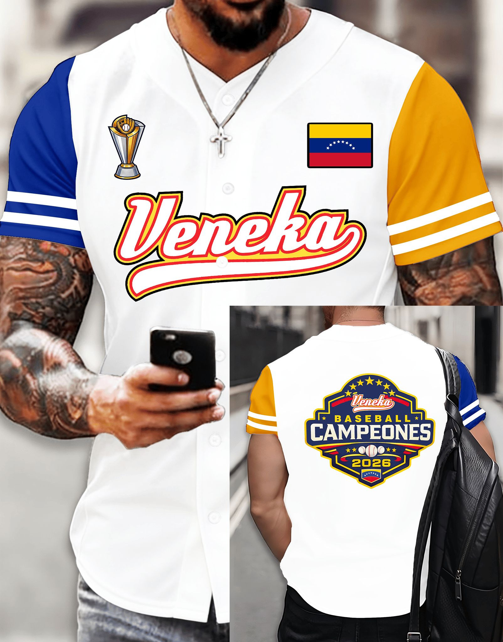 World Baseball Classic 2026 Venezuela Jersey Shirt Veneka With Trophy And Flag Gift For Men