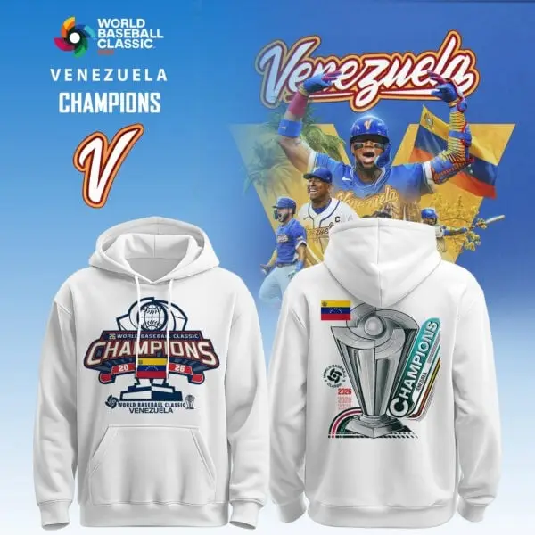 World Baseball Classic X Venezuela Champions 2026 Hoodie Venezuela Baseball Merch White