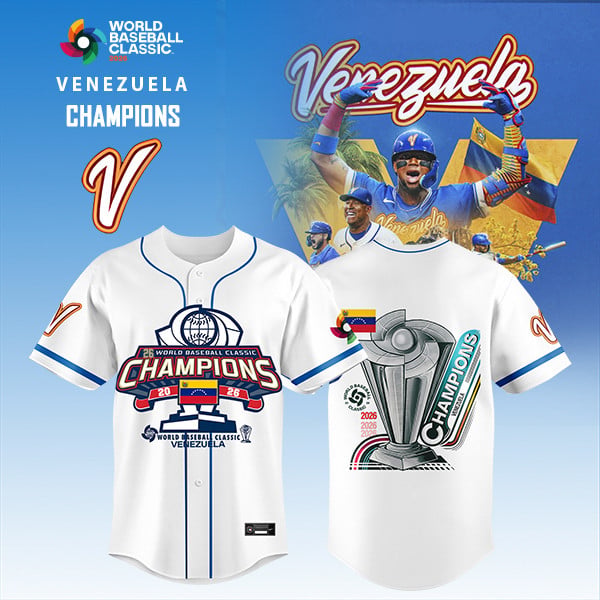 World Baseball Classic x Venezuela Champions 2026 Jersey White Venezuela Baseball Merch Shop