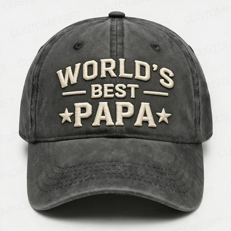World's Best Papa Embroidered Hat Best Dad Ever Baseball Cap Best Father's Day Gifts World's Best Papa Embroidered Hat Best Dad Ever Baseball Cap Best Father's Day Gifts - Image 1