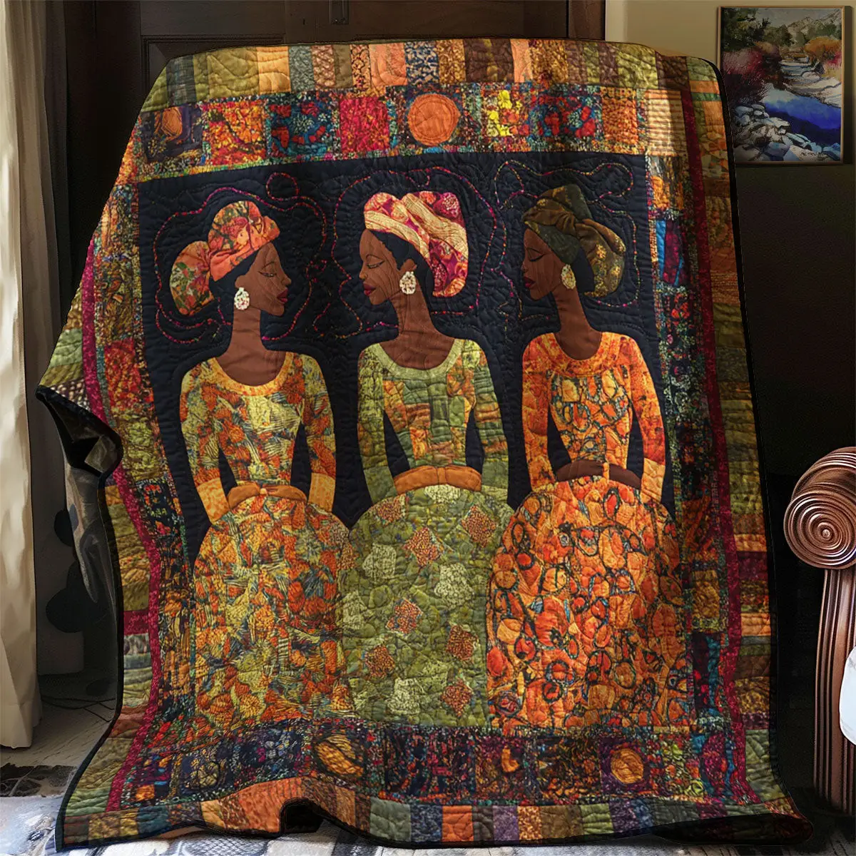 Woven in History Quilt Blanket African Art Throw Blanket Presents For Native American