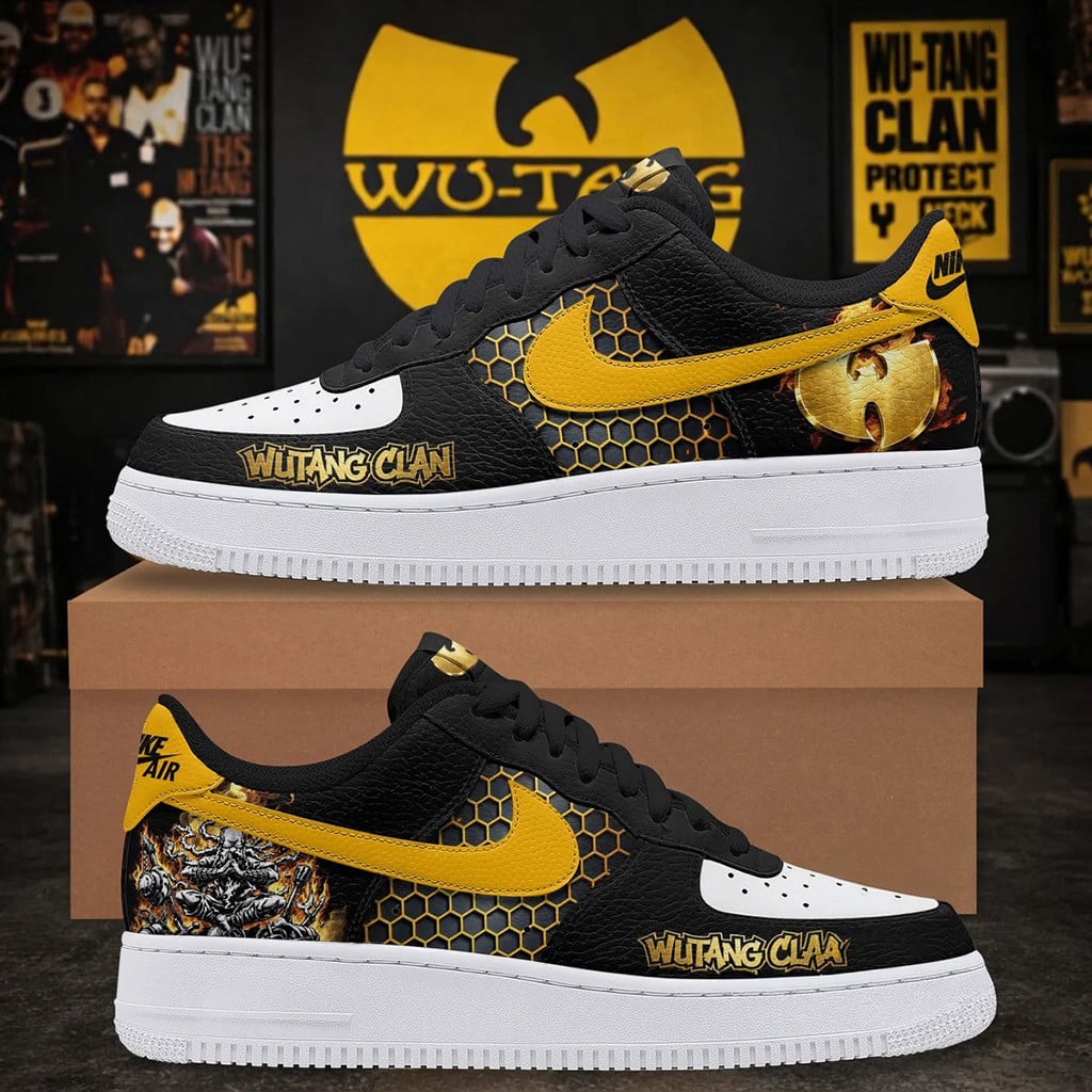 Wu-Tang Clan Killa Beez Honeycomb Air Force 1 Shoes 2026 Wu Tang Clan Merch Hip Hop Lover Gifts