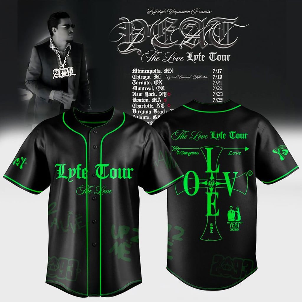 Yeat The Love Lyfe Tour 2026 Baseball Jersey Yeat Merch Gifts Ideas For Rap Lovers