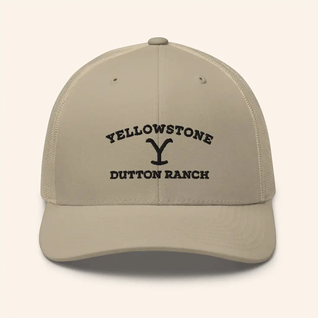 Yellowstone Merch Yellowstone Dutton Ranch Logo Embroidered Trucker Hat Husband Gifts - WearandDecor Yellowstone Merch Yellowstone Dutton Ranch Logo Embroidered Trucker Hat Husband Gifts - WearandDecor - Image 1