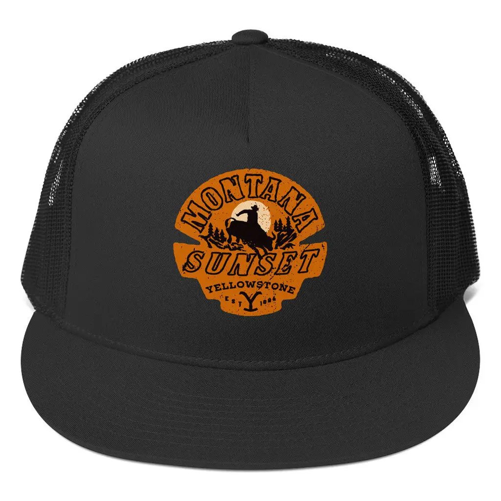Yellowstone Merch Yellowstone Montana Sunset Trucker Hat Snapback Gifts For Him - WearandDecor
