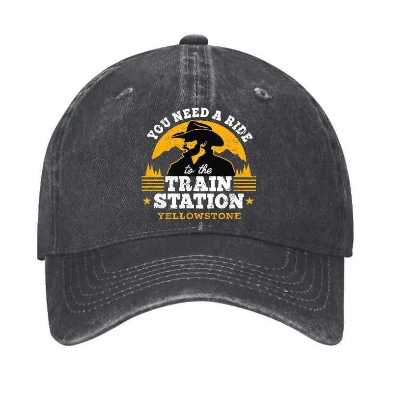 Yellowstone - You Need a Ride to the Train Station Cap Men's Funny Quotes T-Shirt – Humorous Gr