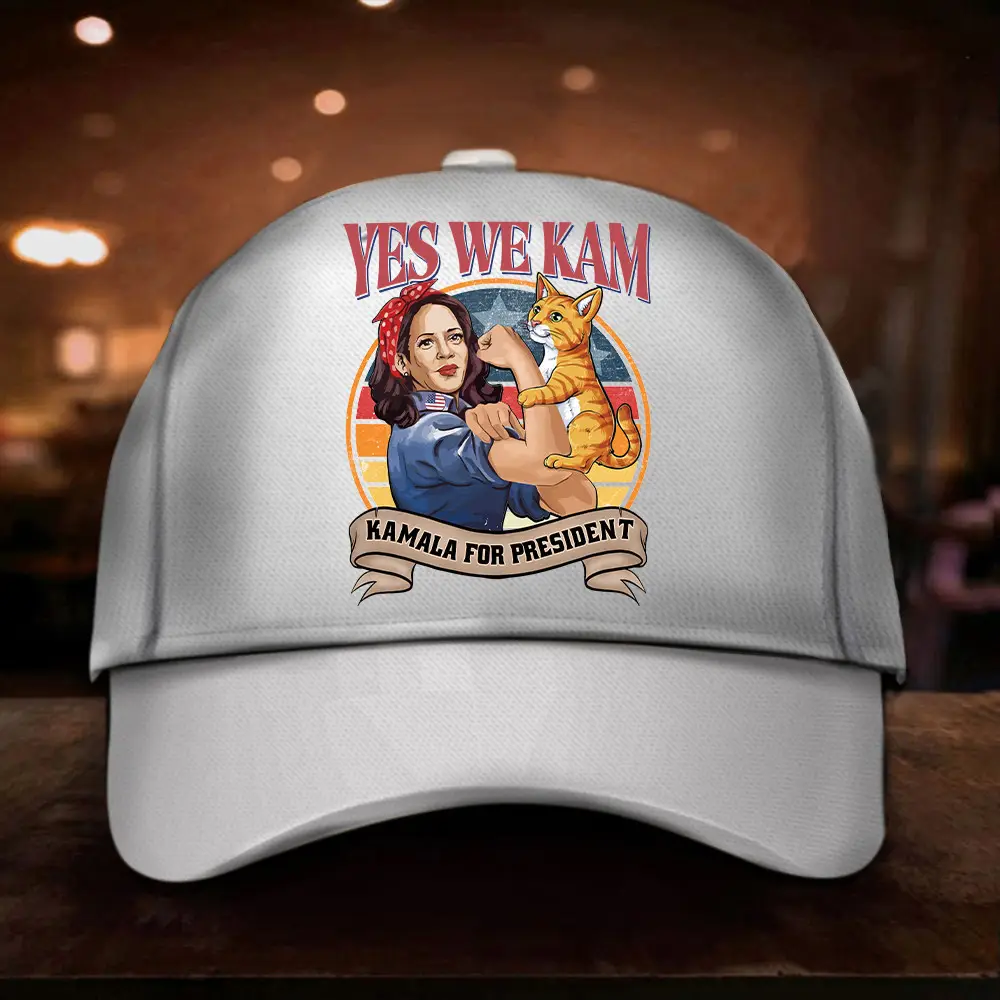 Yes We Kam Hat Kamala Harris With Cat Kamala For President Hat Yes We Kam Hat Kamala Harris With Cat Kamala For President Hat - Image 1