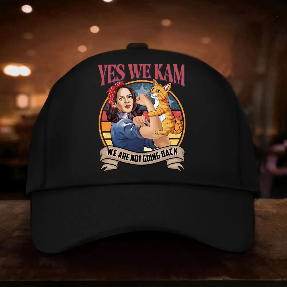 Yes We Kam Hat Kamala Harris With Cat We Are Not Going Back Hat