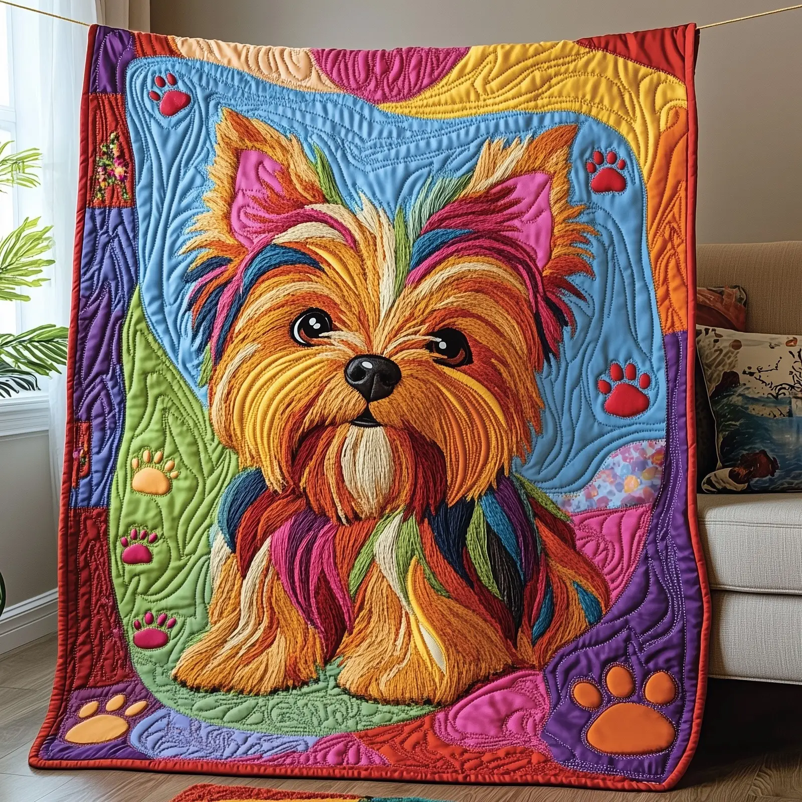 Yorkshire Terrier Quilted Blanket Small Dog Breed Comfort Best Gifts For Yorkshire Terrier Lovers