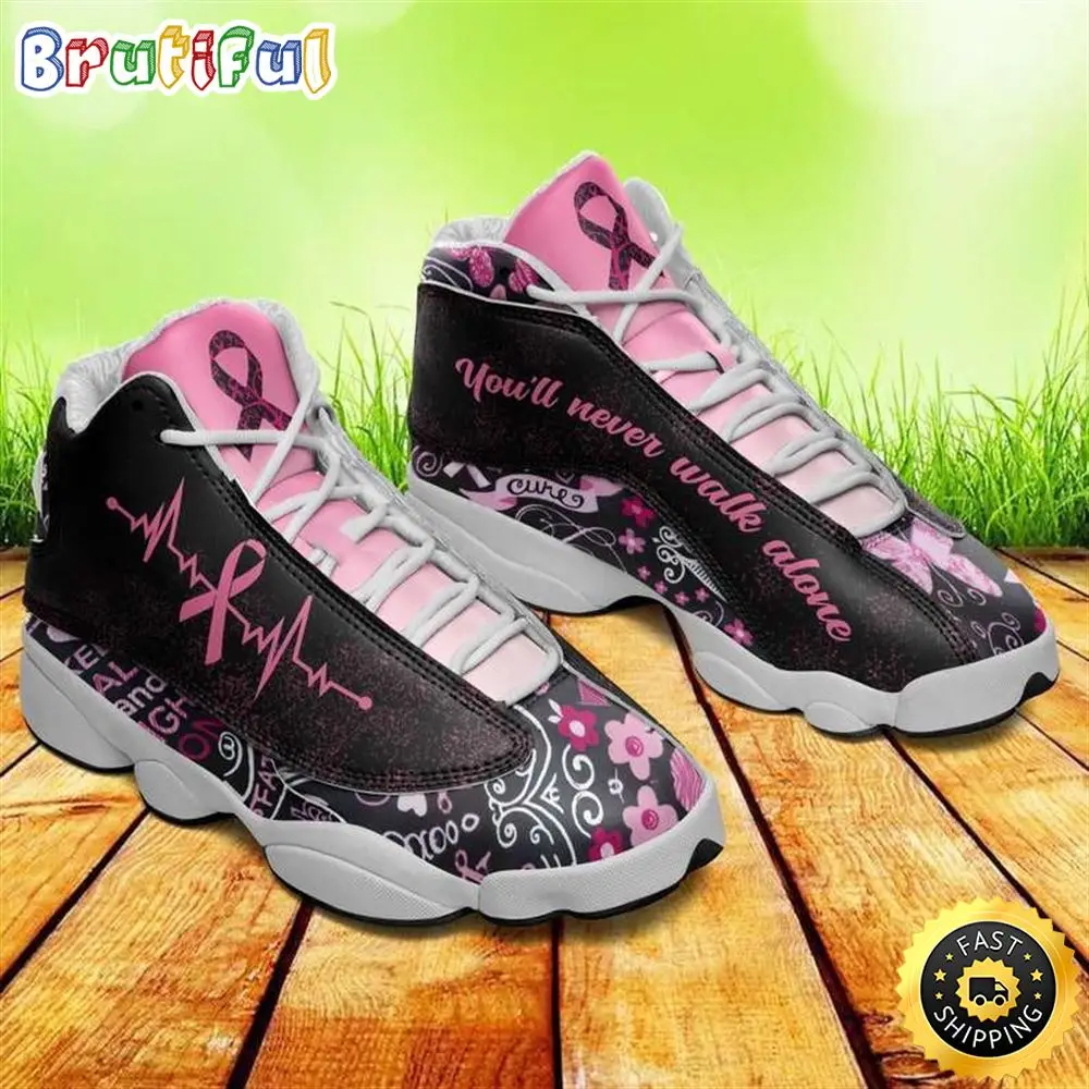 You'll Never Walk Alone Pink Ribbon Breast Cancer Awareness Air JD13 Shoes You'll Never Walk Alone Pink Ribbon Breast Cancer Awareness Air JD13 Shoes - Image 1