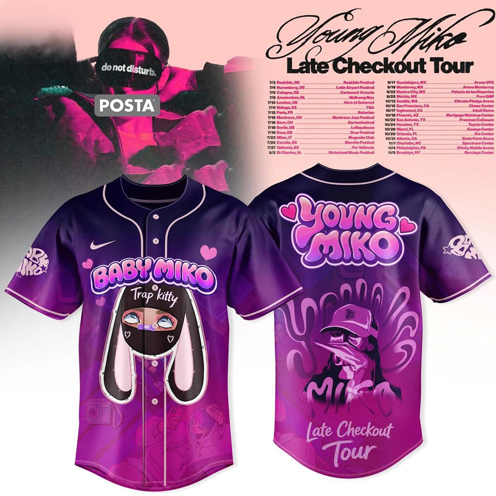 Young Miko Late Checkout Tour 2026 Baseball Jersey Young Miko Merch Gifts For Rapper Fans
