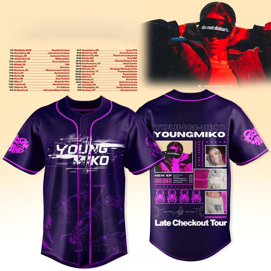 Young Miko Purple Chaos Tour Baseball Jersey Late Checkout Tour Jersey 2026 Young Miko Merch