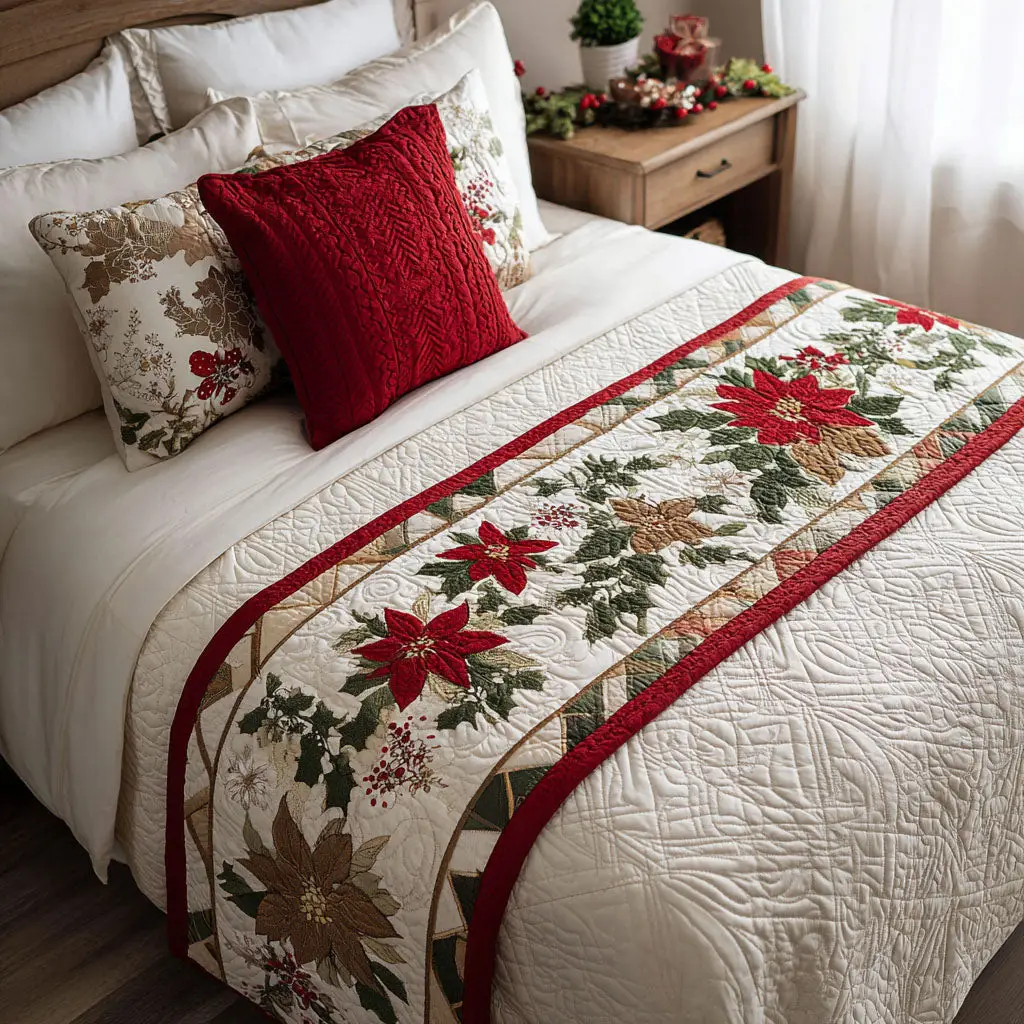 Yuletide Elegance Quilted Bed Runner Yuletide Elegance Christian Gift