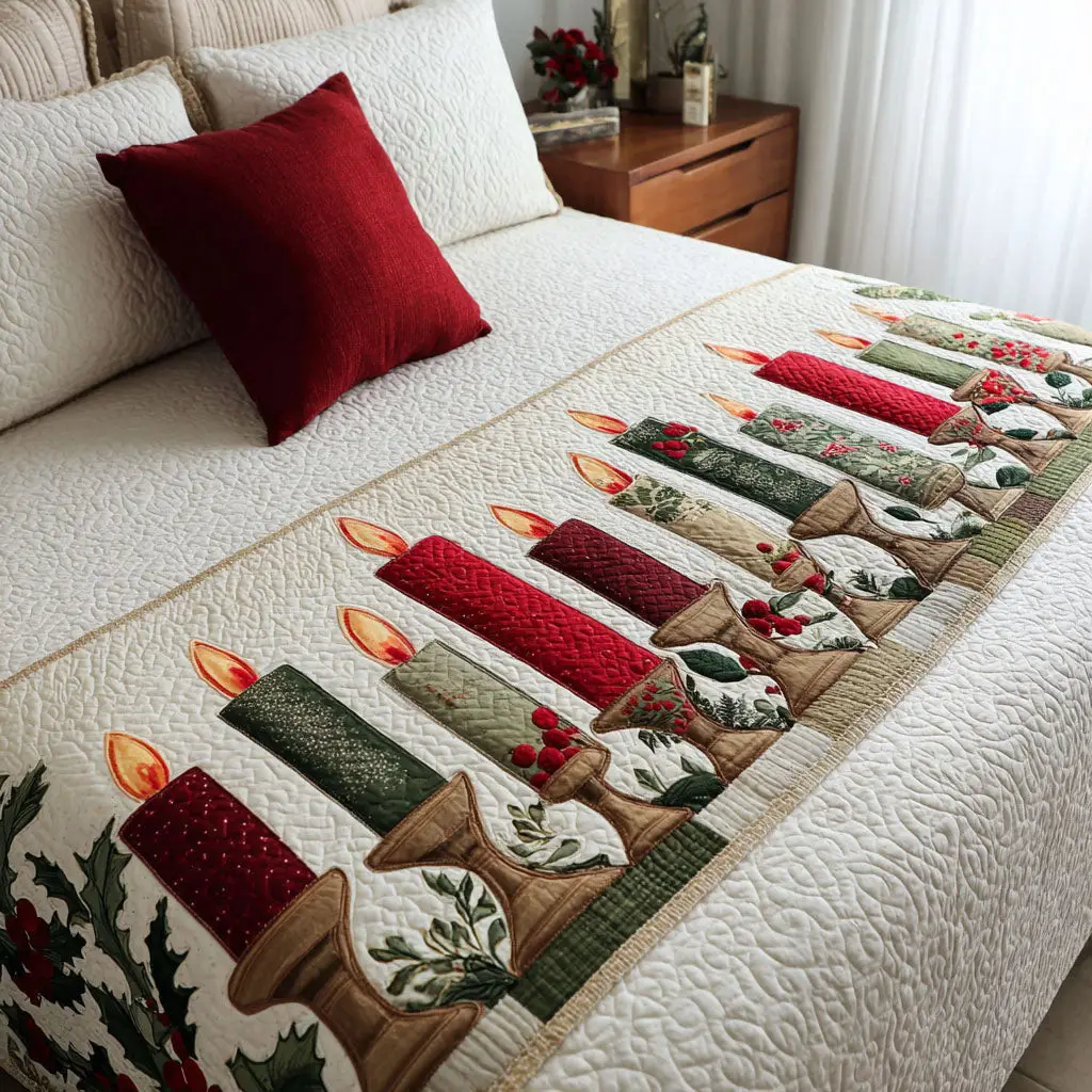 Yuletide Glow Quilted Bed Runner Yuletide Glow Shine Christmas Gift