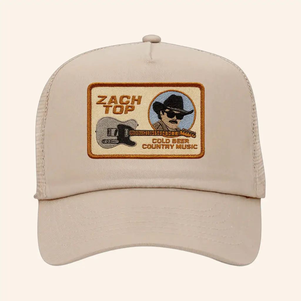Zach Top Merch Guitar Embroidered Trucker Hat Zach Top Hat Xmas Gifts For Dad -WearandDecor