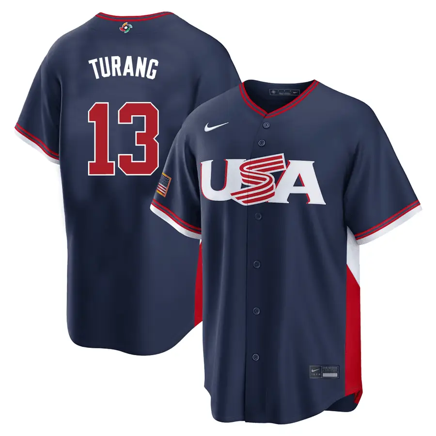 13 Brice Turang Usa 2026 World Baseball Classic Baseball Jersey Team Usa Wbc 2026 Merch Navy