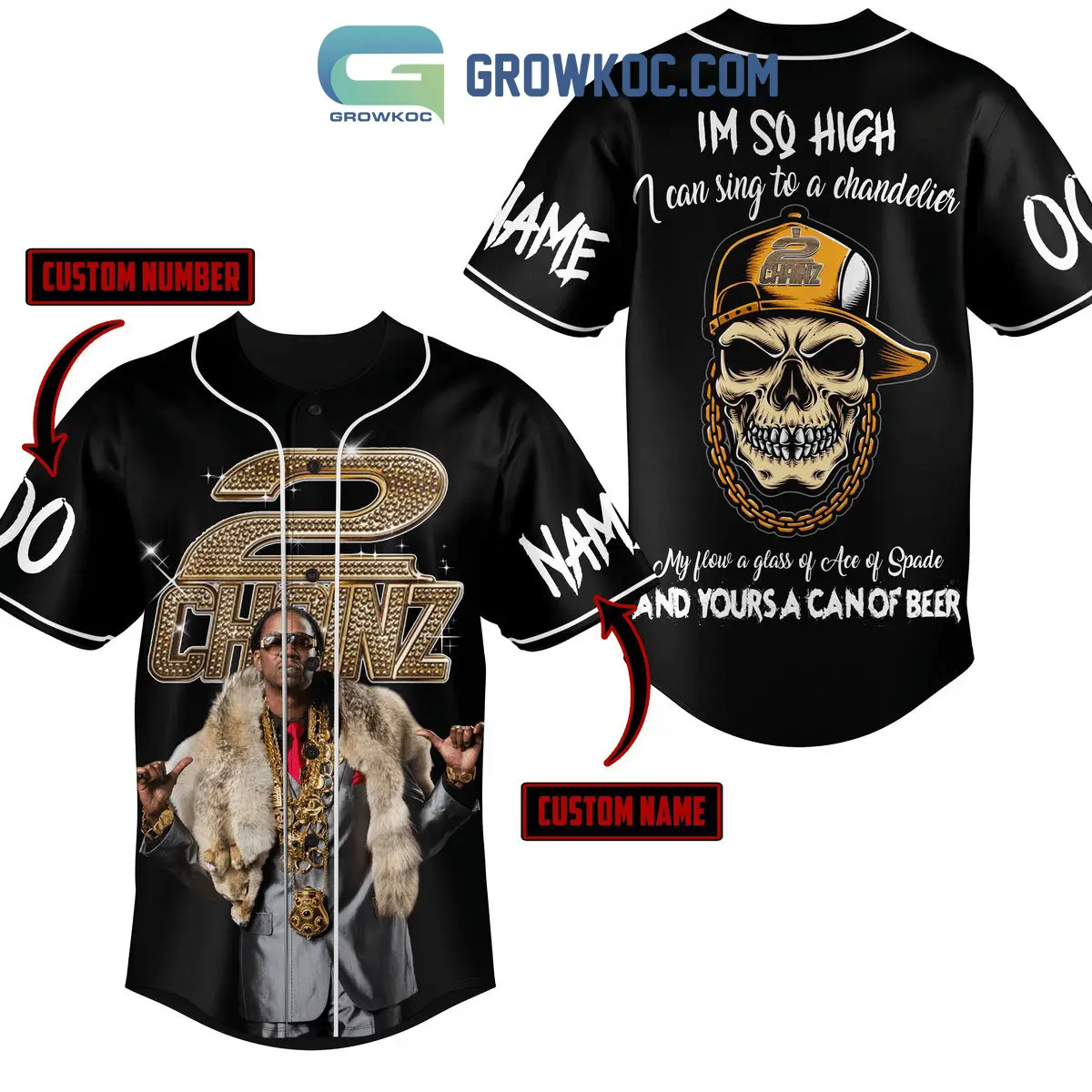 2 Chainz Im So High I Can Sing To A Chandelier Personalized Baseball Jersey