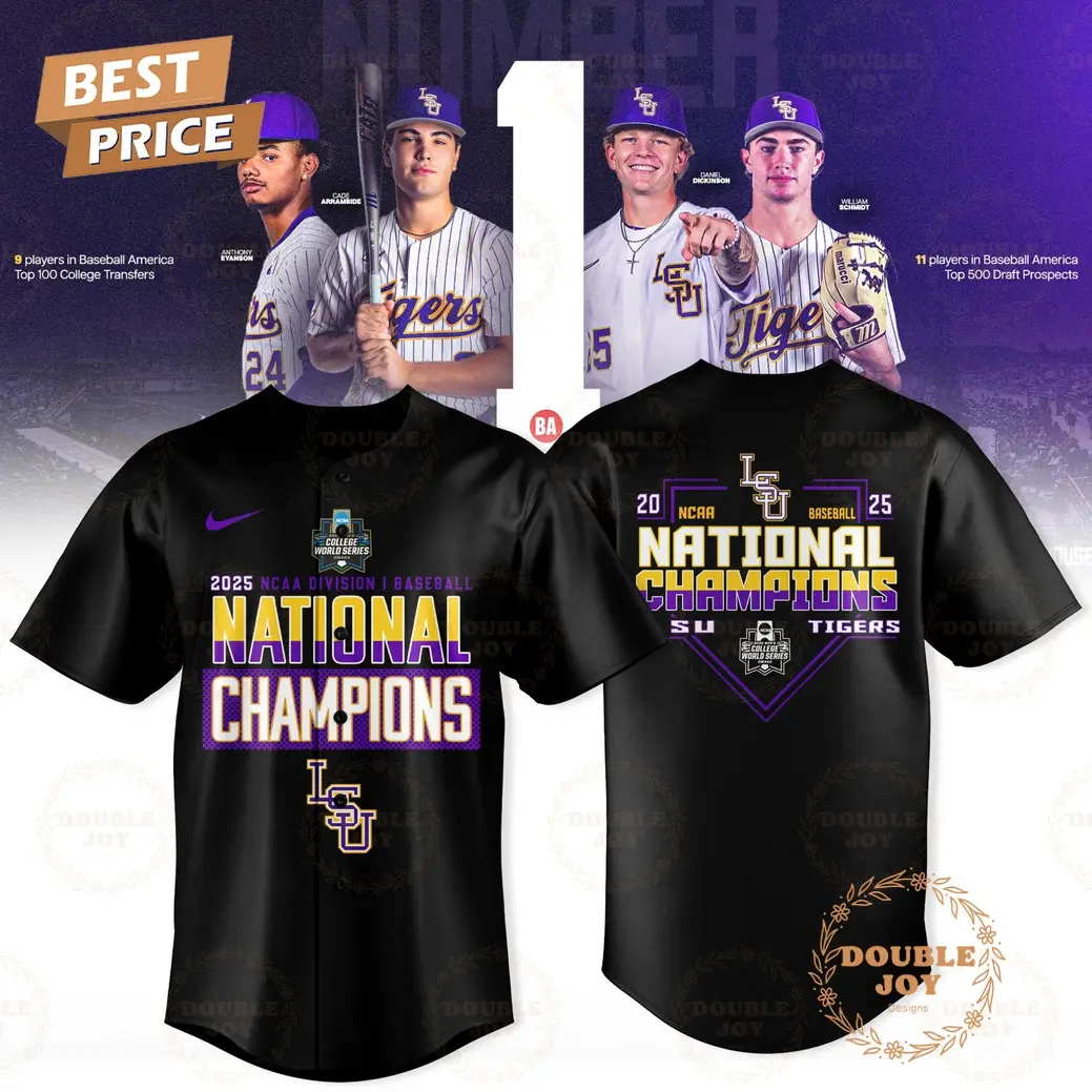 20 NCAA Baseball National Champions LSU Tigers 25 Baseball Jersey