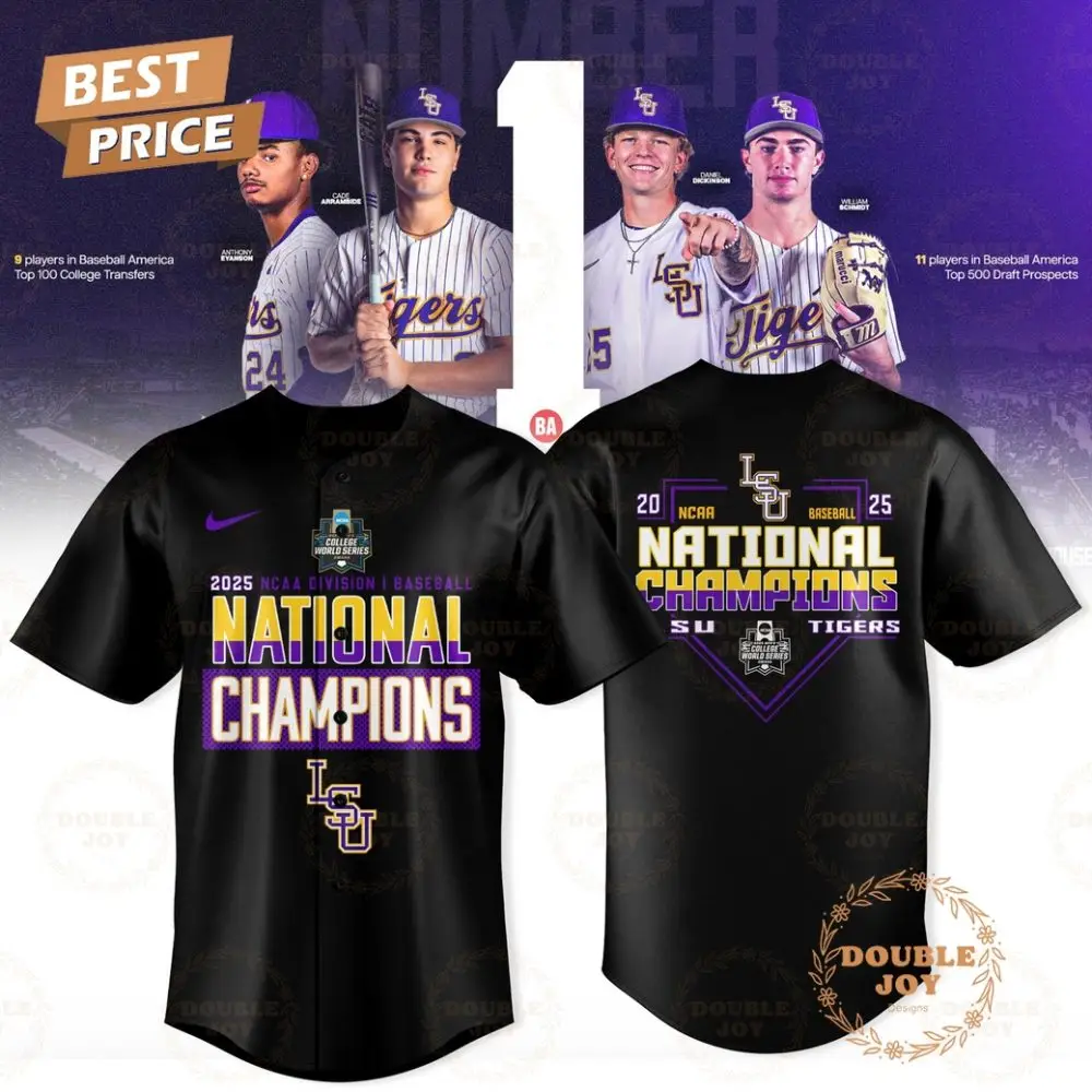 20 Ncaa Baseball National Champions Lsu Tigers 25 Baseball Jersey