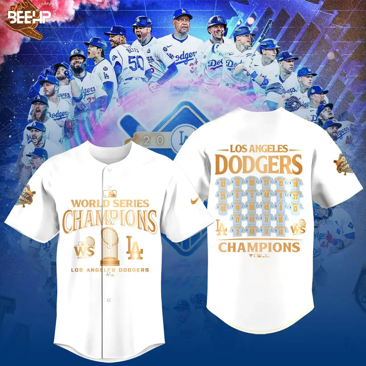 2024 Los Angeles Jersry Shirt LA Dodgers World Series Champions Shirt Gift Ideas For Him - Tazila