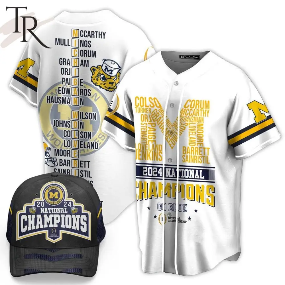 2024 Michigan Wolverines National Champions Jersey & Hat Set - Celebrate Victory! 2024 Michigan Wolverines National Champions Jersey & Hat Set - Celebrate Victory! - Image 1