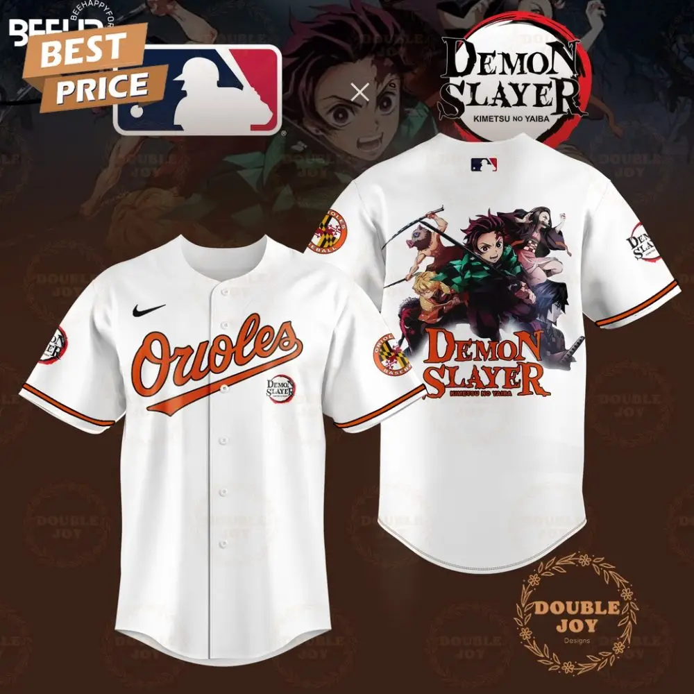 2025 Baltimore Orioles Mlb Demon Slayer Kimetsu No Yaiba Limited Edition Baseball Jersey - White