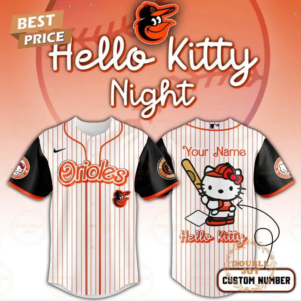 2025 Baltimore Orioles Mlb Hello Kitty Night Custom Name Limited Edition Baseball Jersey