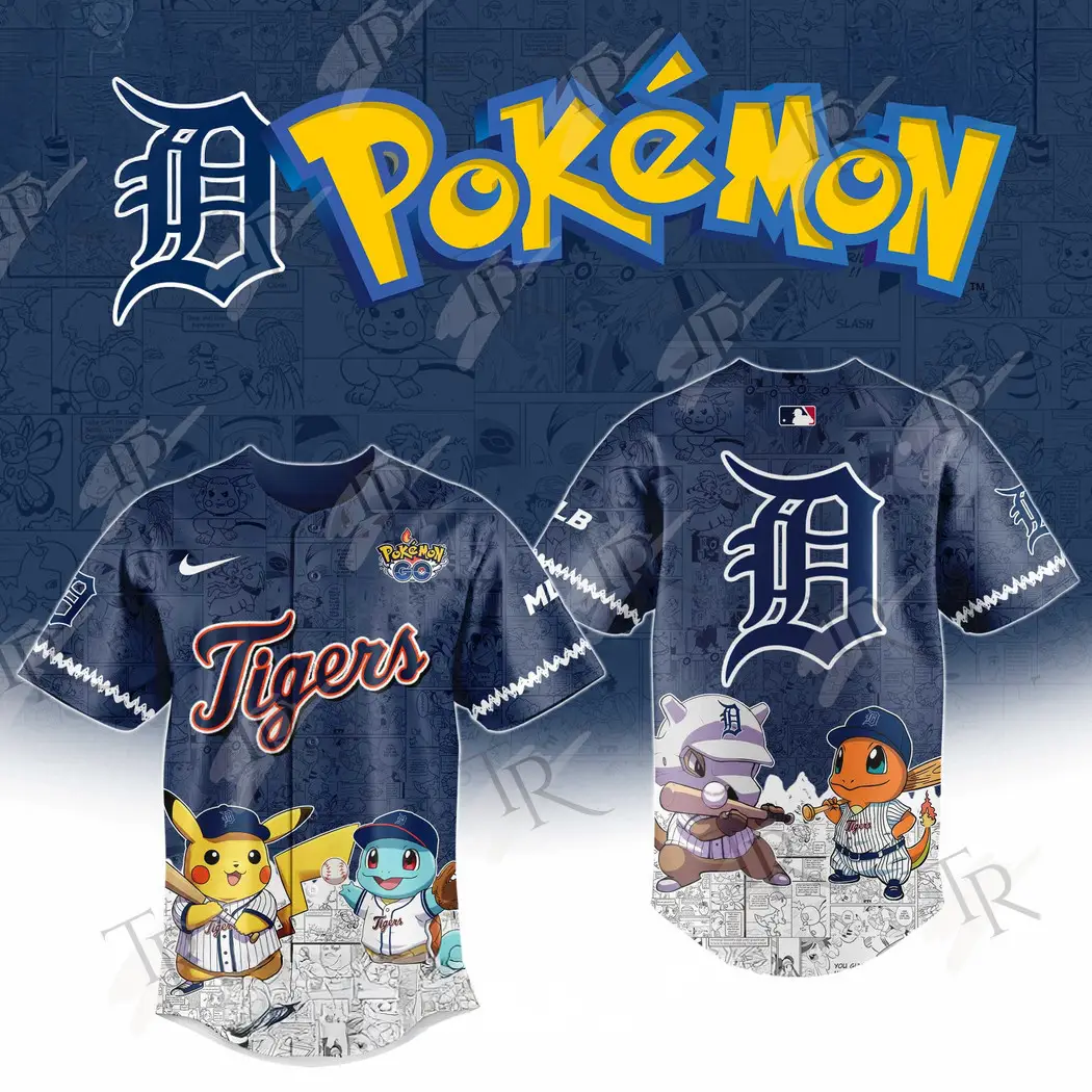2025 Detroit Tigers Pokemon Go Special Edition Baseball Jersey Gifts For Baseball Fans - Tazila