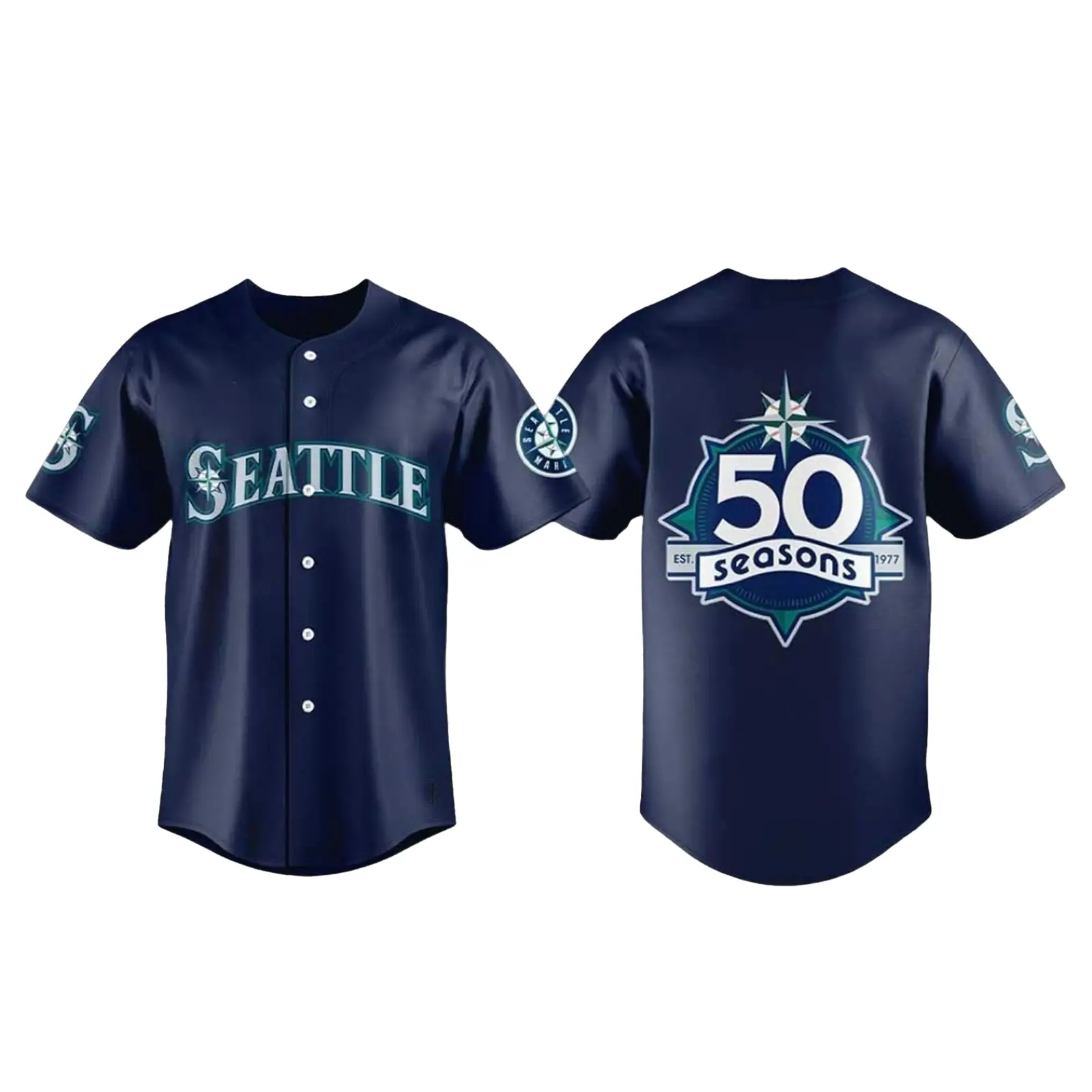 2026 Mariners 50th Seasons Celebration Weekend Baseball Jersey Navy - Tazila
