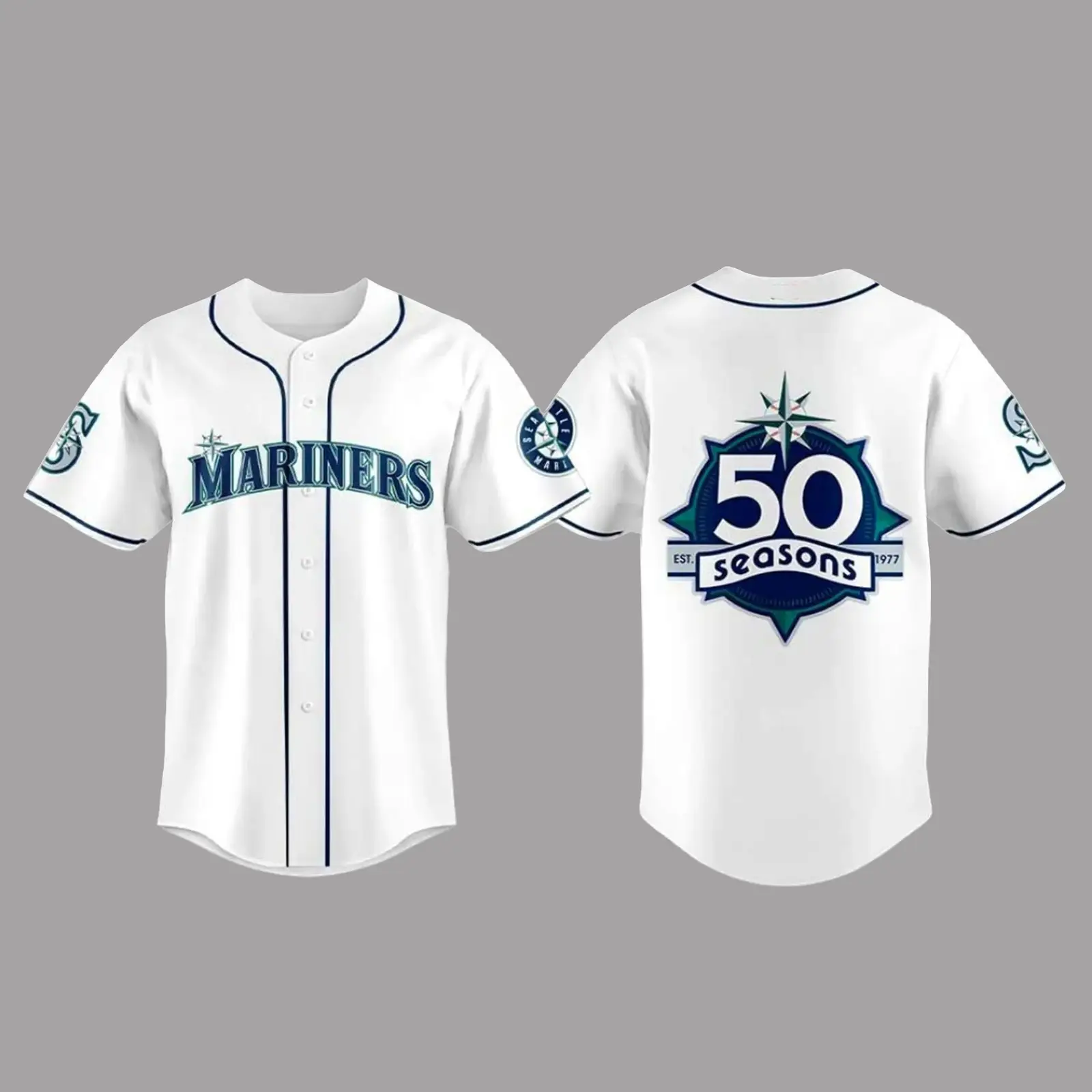 2026 Mariners 50th Seasons Celebration Weekend Baseball Jersey White - Tazila