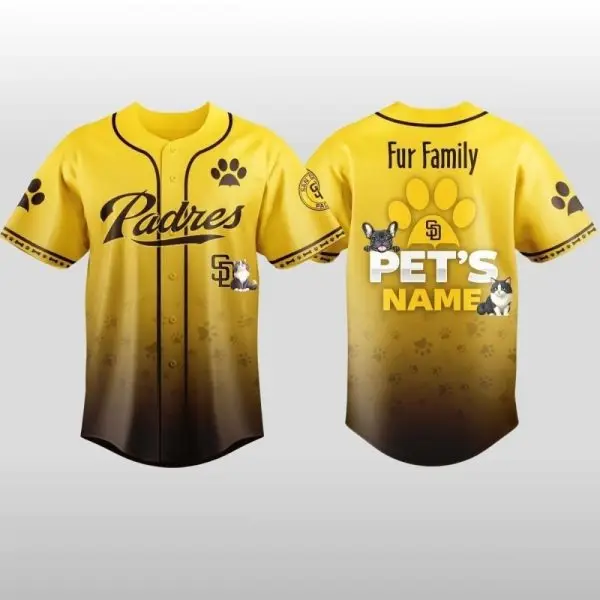 2026 Sd Padres X Fur Family Pet Game Night Baseball Jersey