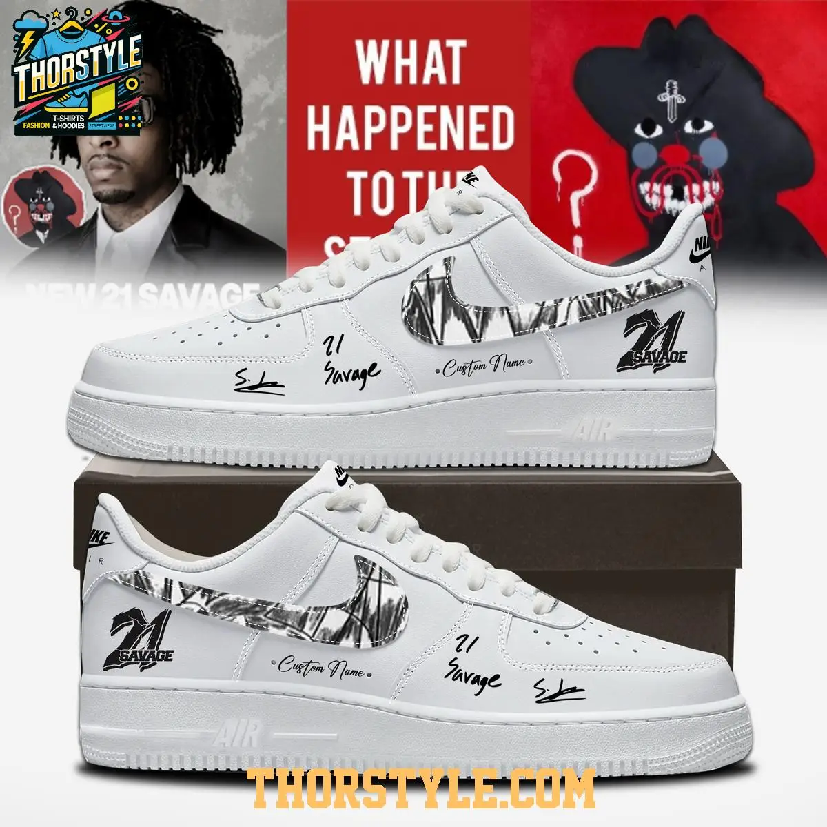 21 Savage What Happened To The Street Album 2025 Personalized Air Force 1 Shoes
