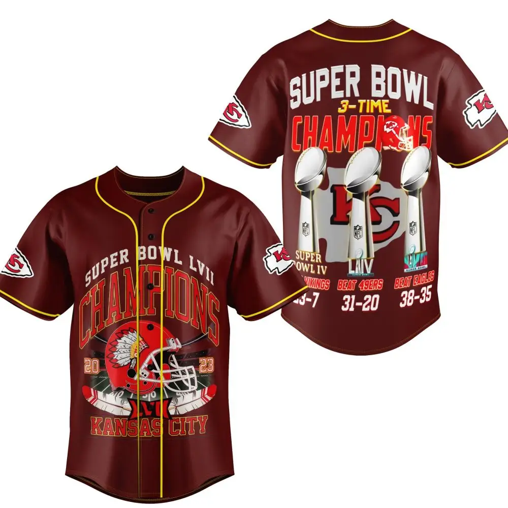 3-Time Super Bowl Champs Jersey - Celebrate Kansas City'S Victory In Style! 3-Time Super Bowl Champs Jersey - Celebrate Kansas City'S Victory In Style! - Image 1