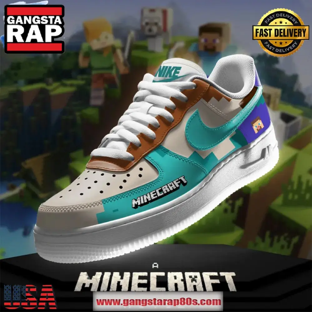 A Minecraft Movie Limited Edition Air Force 1 Running Sneakers Shoes A Minecraft Movie Limited Edition Air Force 1 Running Sneakers Shoes - Image 1