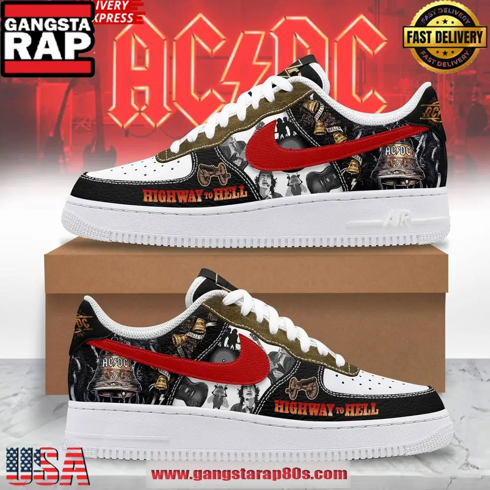 ACDC Highway to Hell Limited Edition Air Force 1 Shoes Running Sneakers ACDC Highway to Hell Limited Edition Air Force 1 Shoes Running Sneakers - Image 1