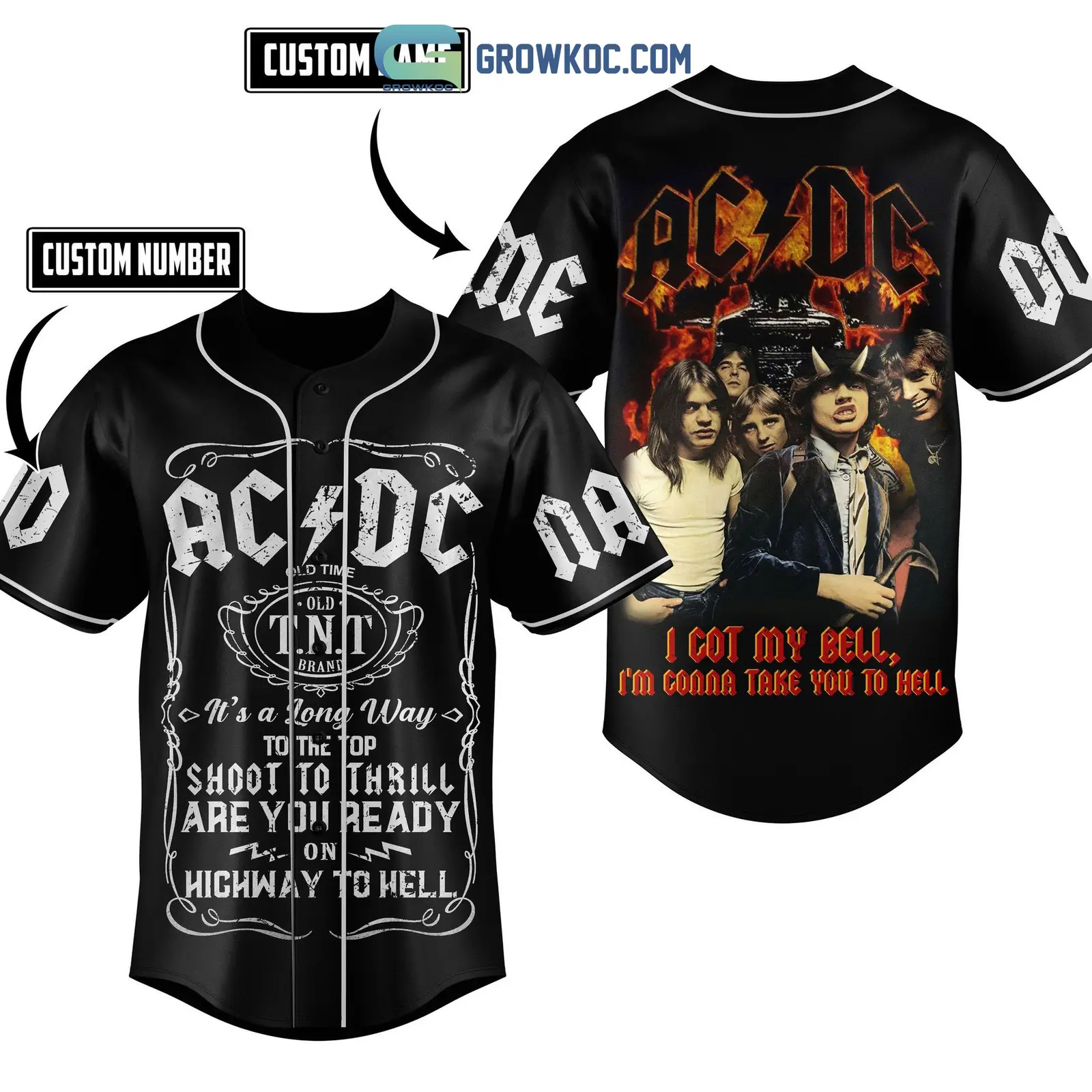 AC/DC I Got My Bell I'm Gonna Take You To Hell Personalized Baseball Jersey