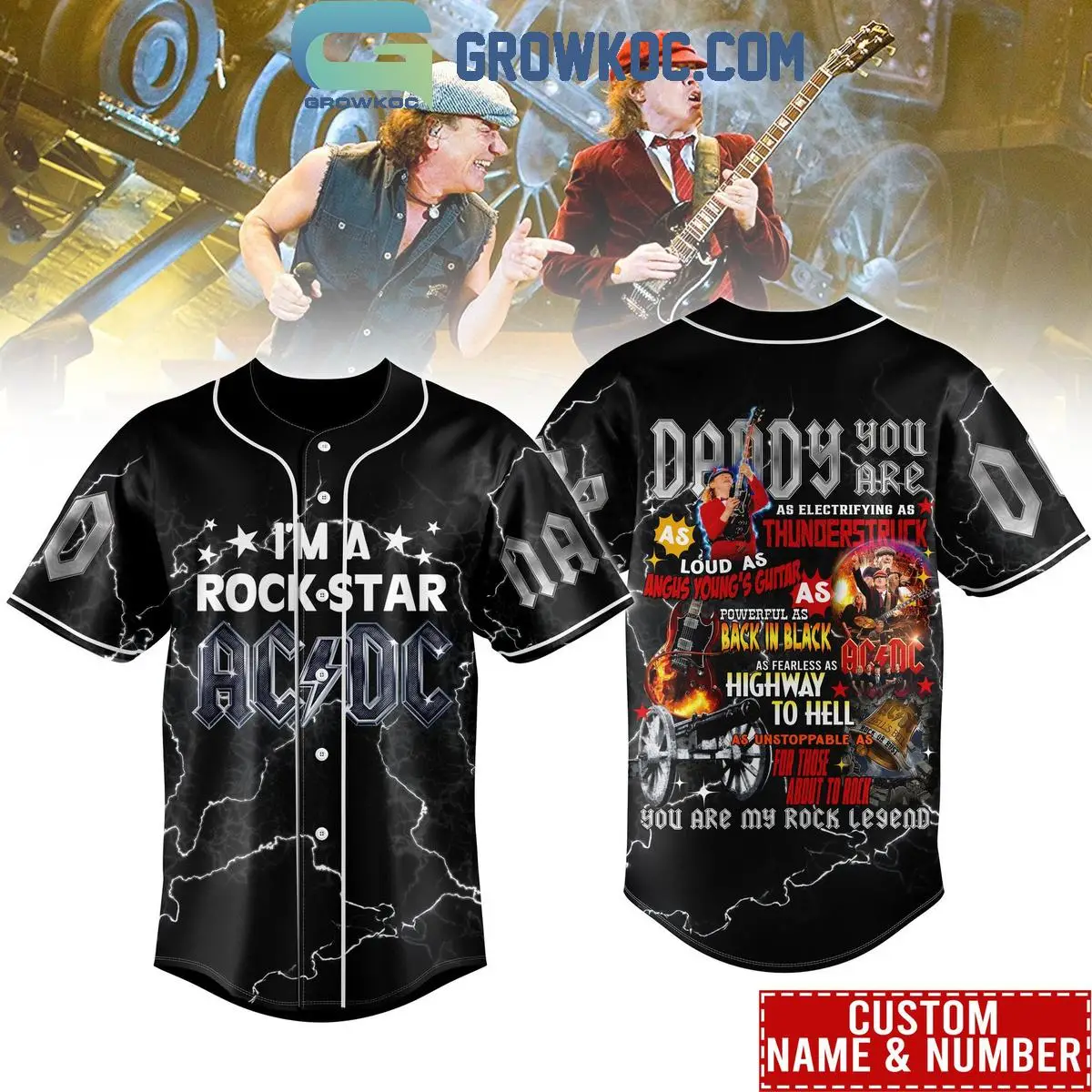 ACDC I'm A Rock Star Father's Day Personalized Baseball Jersey