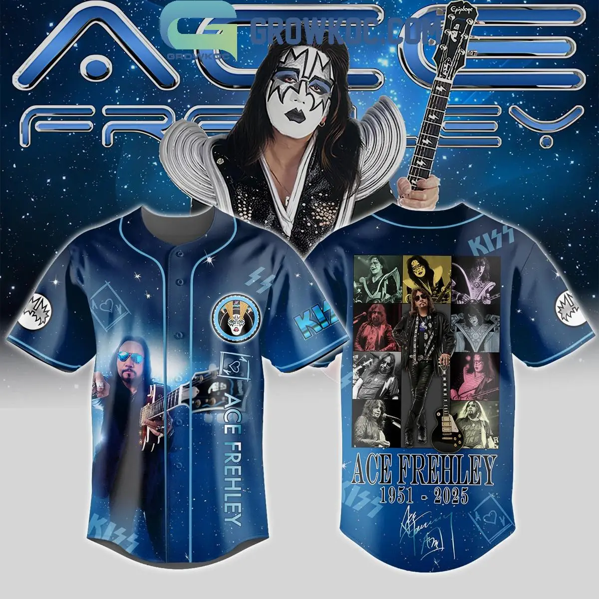 Ace Frehley Kiss 1951 2025 Baseball Jersey