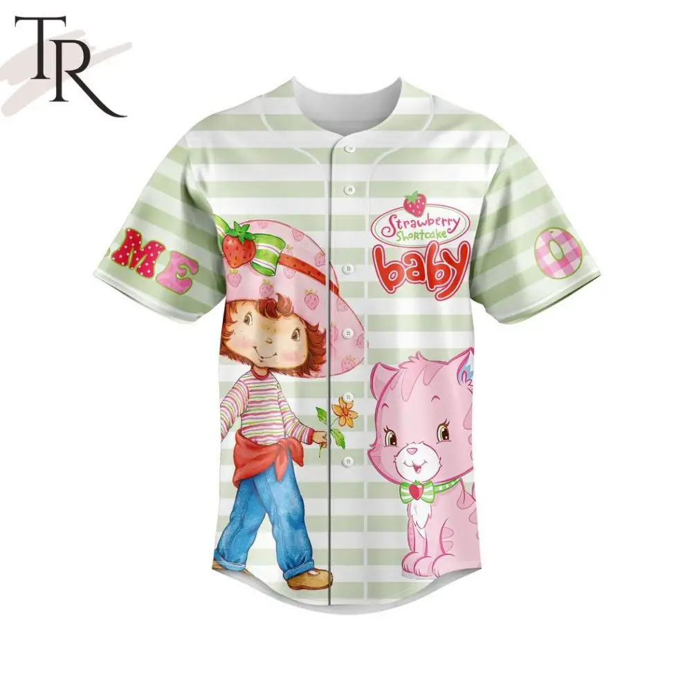 Adorable Strawberry Shortcake Baby Baseball Jersey - Cute Cartoon Design For Kids