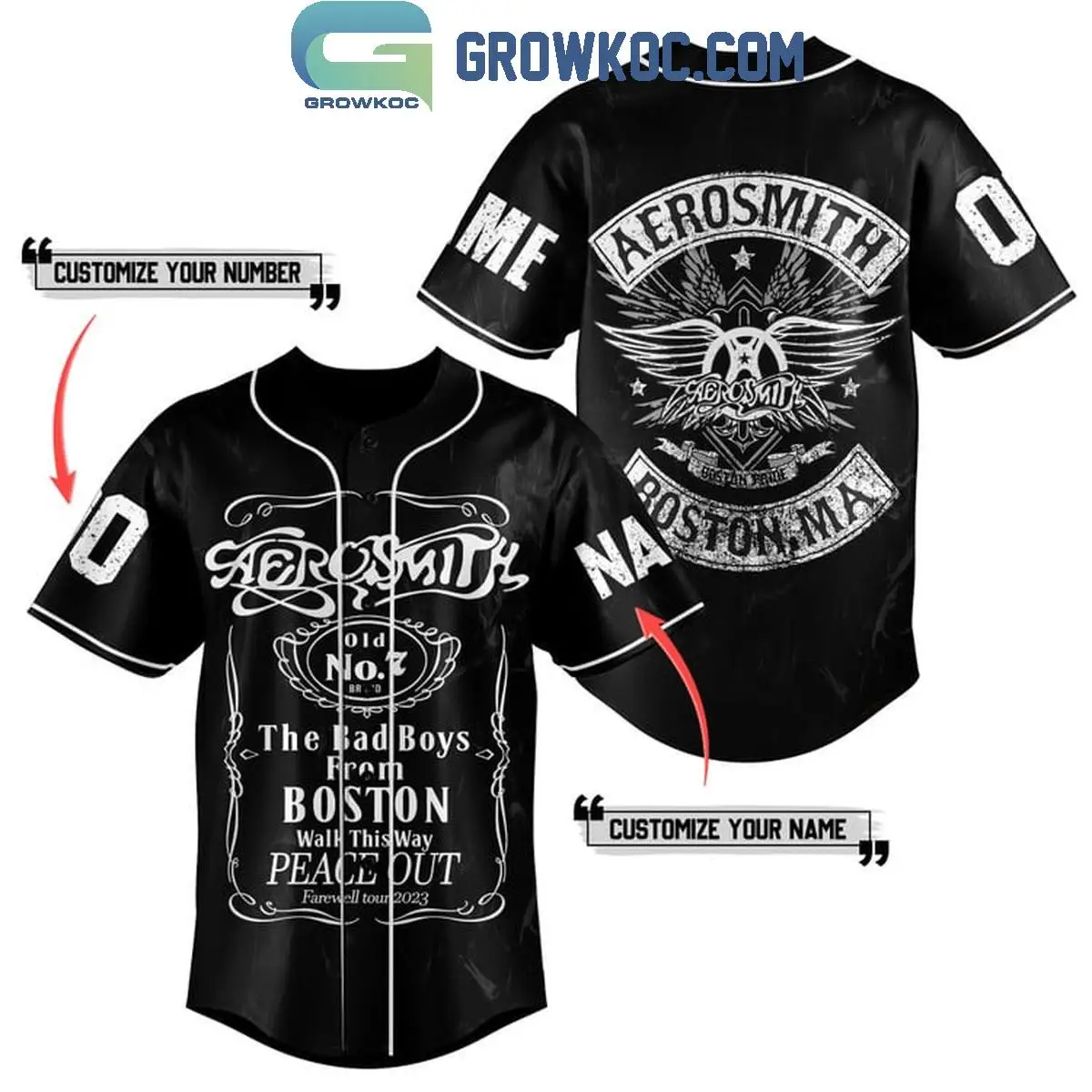 Aerosmith The Bad Boys From Boston Personalized Baseball Jersey
