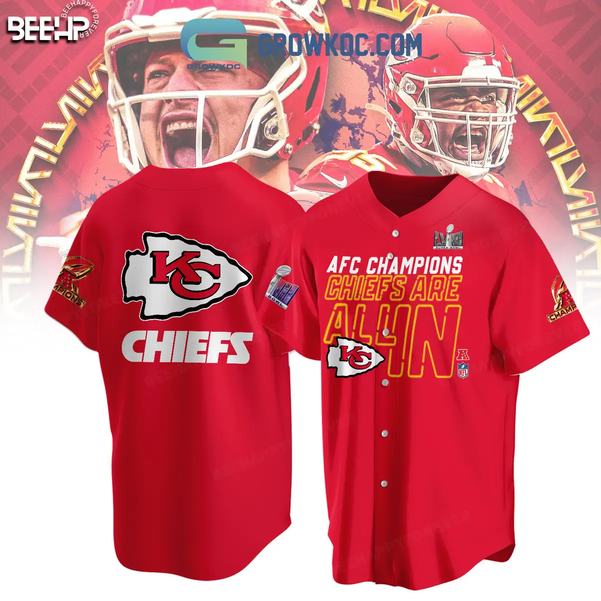 AFC Champions Chiefs Are All In Super Bowl Baseball Jersey