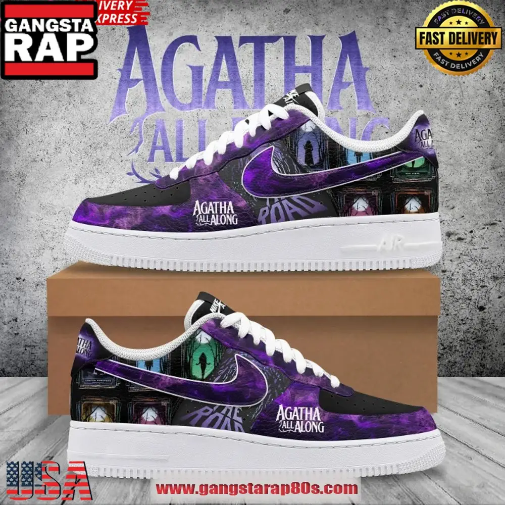 Agatha All Along Limited Edition Air Force 1 Running Sneakers Shoes Agatha All Along Limited Edition Air Force 1 Running Sneakers Shoes - Image 1