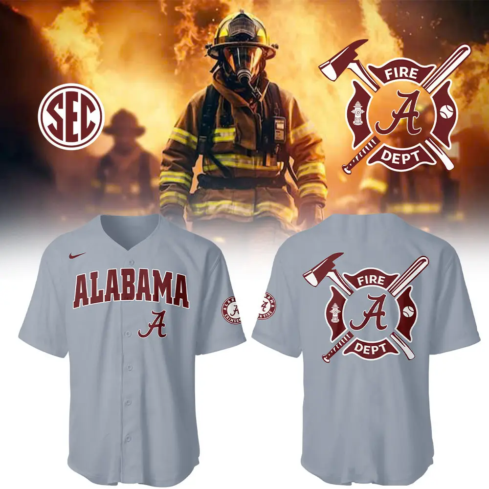 Alabama Baseball x Firefighter Appreciation Night Jersey Gifts For Baseball Fans - Tazila