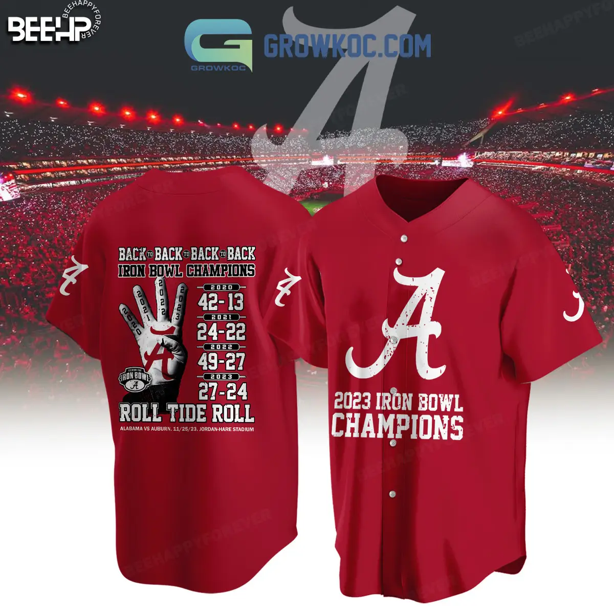 Alabama Crimson Tide 2023  State Iron Bowl Champions Roll Tide Roll Big Al Baseball Jersey Red Design