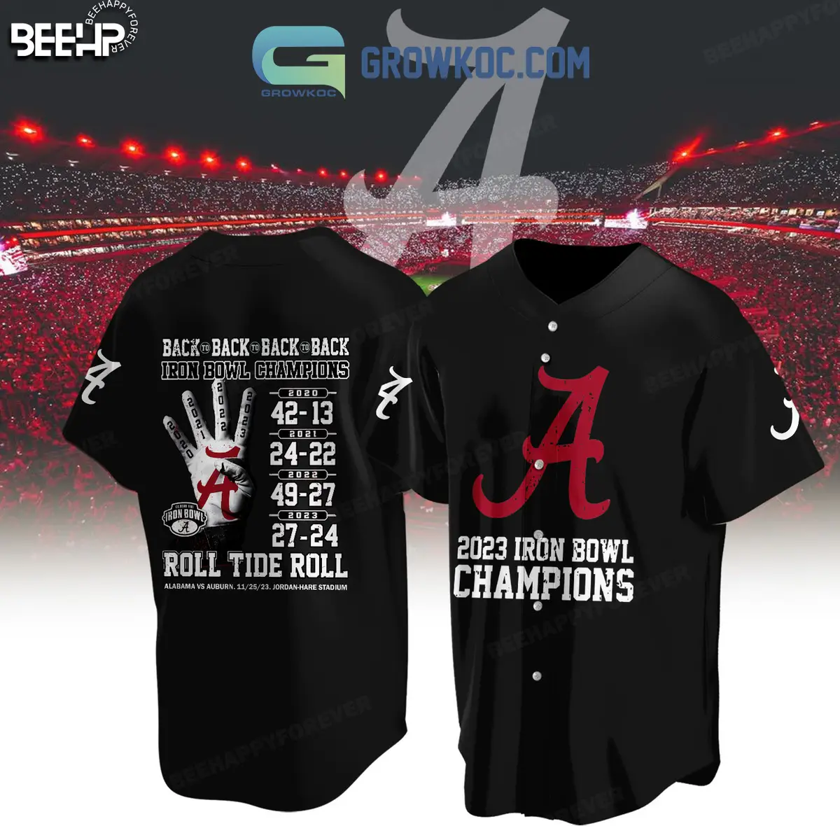 Alabama Crimson Tide Black Version 2023  State Iron Bowl Champions Roll Tide Roll Big Al Baseball Jersey