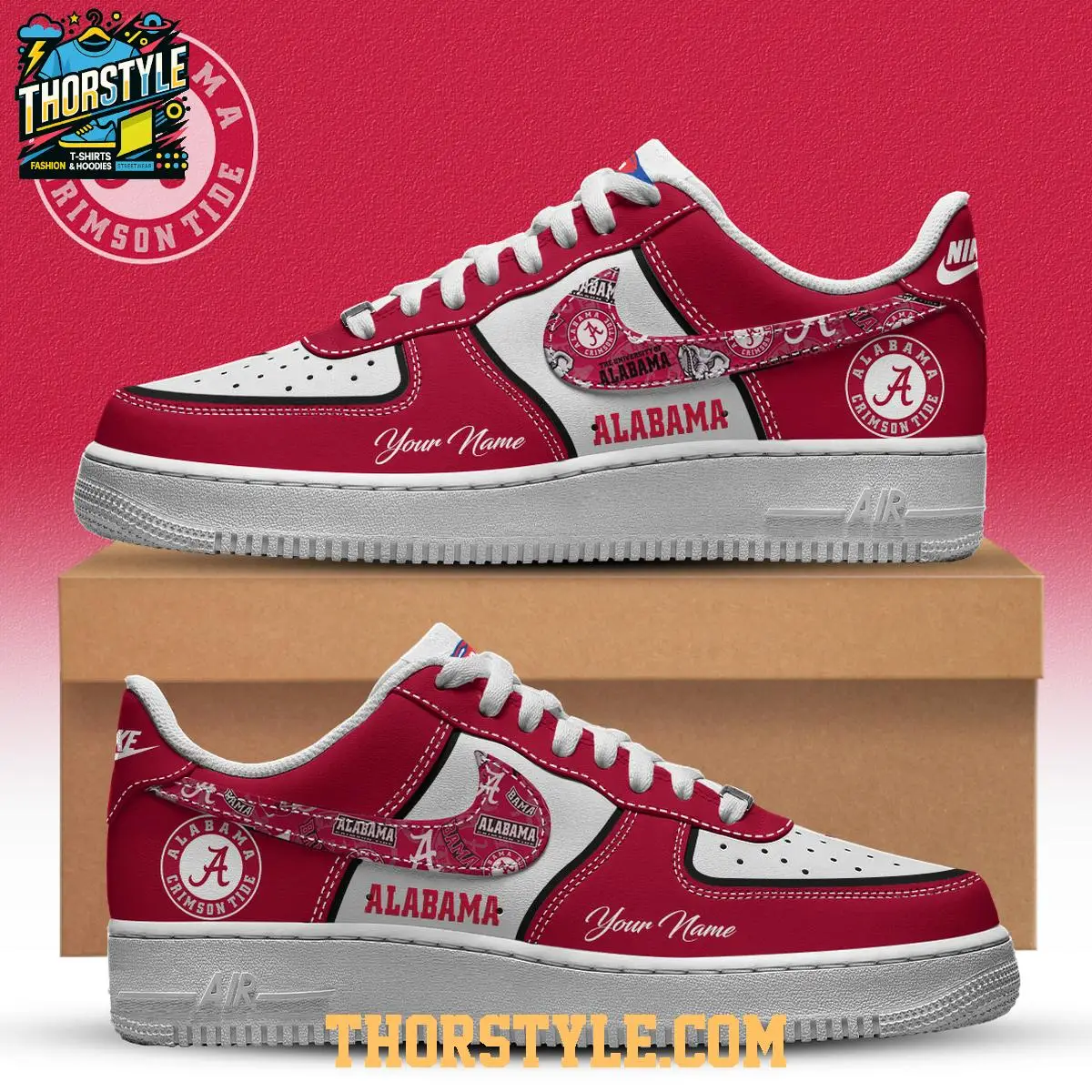 Alabama Crimson Tide Roll Tide Big 12 NCAA 2025 Personalized Air Force 1 Shoes Alabama Crimson Tide Roll Tide Big 12 NCAA 2025 Personalized Air Force 1 Shoes - Image 1