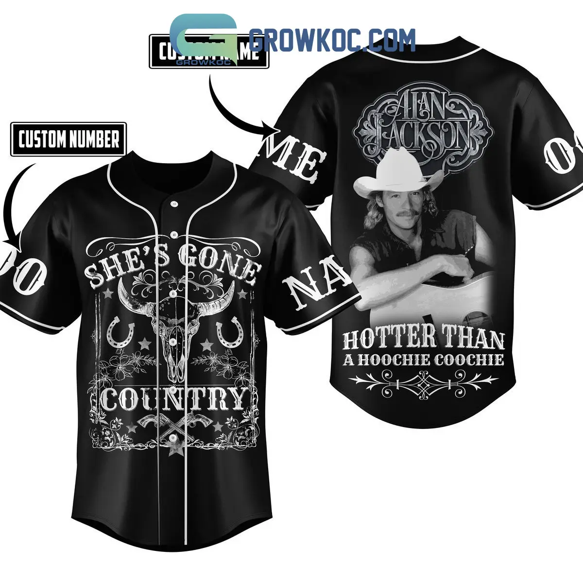 Alan Jackson She's Gone Country Hotter Than A Hoochie Coochie Personalized Baseball Jersey