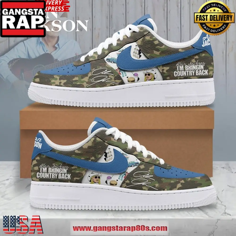 Alan Jackson Special Edition Air Force 1 Running Sneakers Shoes