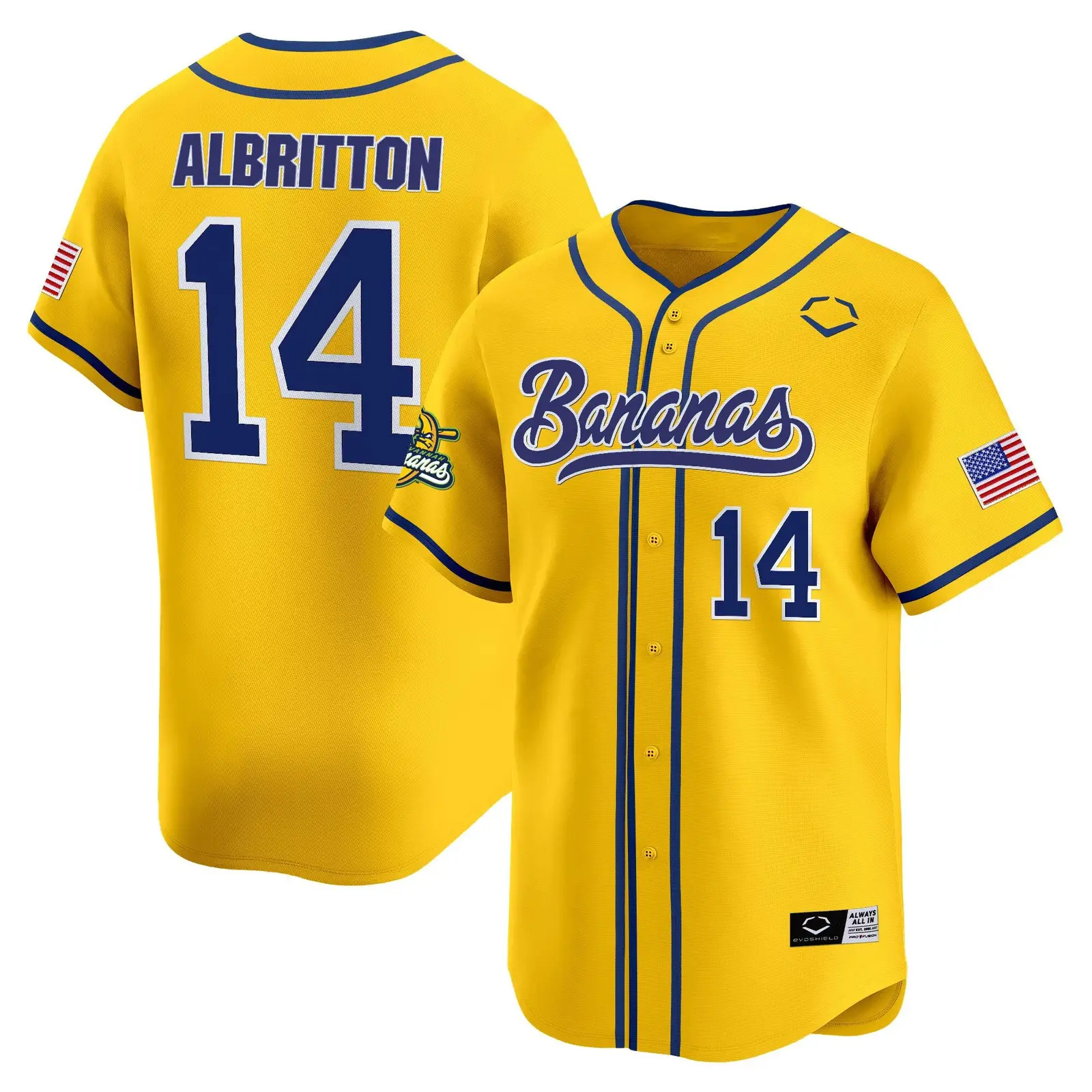 Albritton Bananas Jersey Baseball Bananas Ball Yellow Jersey Merch Gifts For Baseball Lovers - Tazila